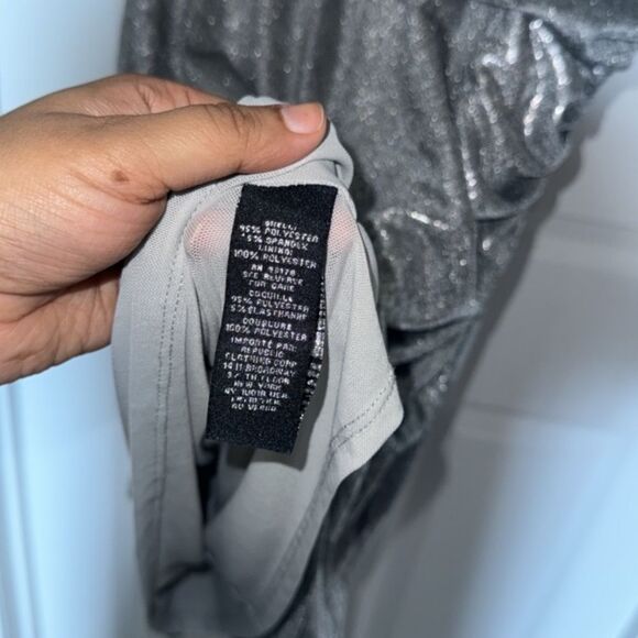 CATHERINE MALANDRINO Womens Cocktail Metallic Ruched Dress L NWT - Picture 12 of 13